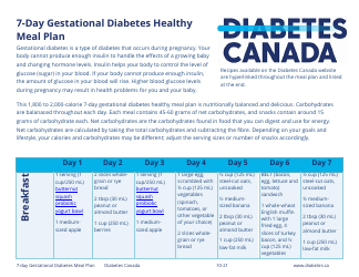 Document preview: 7-day Gestational Diabetes Healthy Meal Plan
