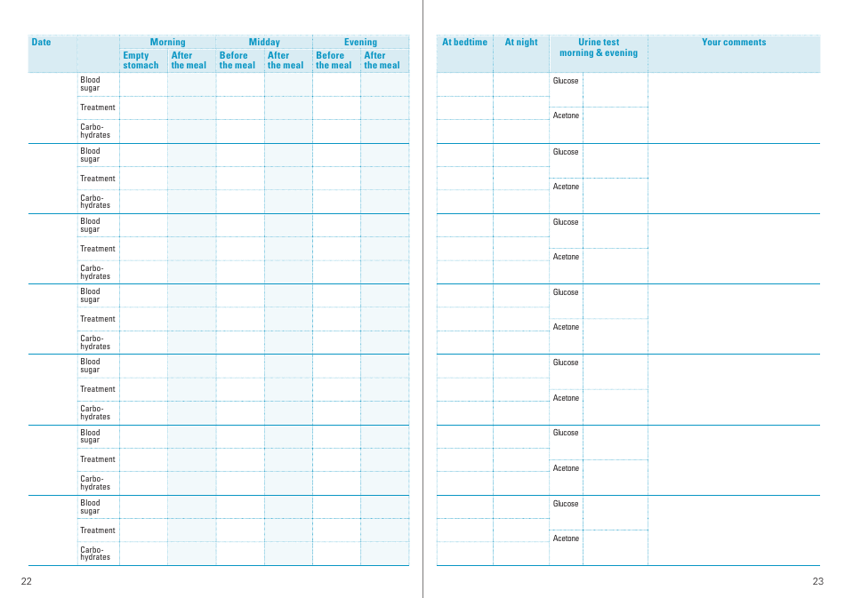 Blood Sugar Self-monitoring Logbook Download Printable PDF | Templateroller