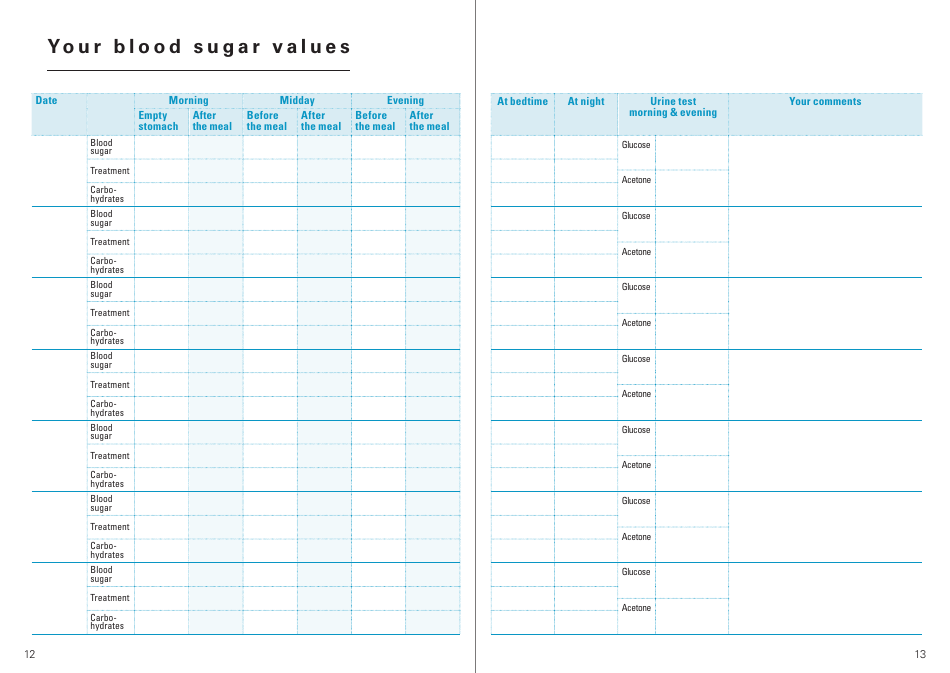 Blood Sugar Self-monitoring Logbook, Page 7