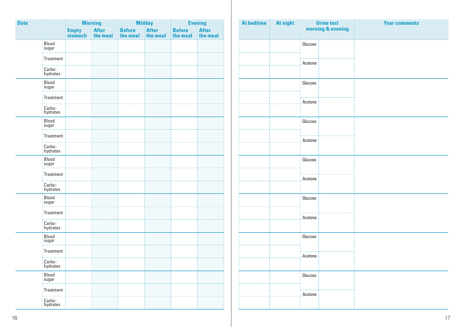 Blood Sugar Self-monitoring Logbook, Page 9