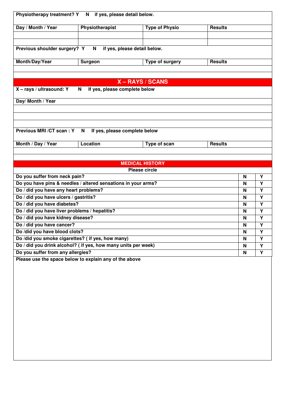 Shoulder Questionnaire, Page 4