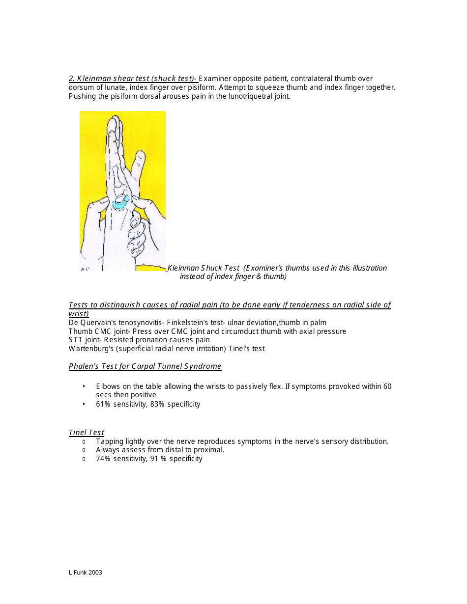 Wrist Examination Checklist, Page 4