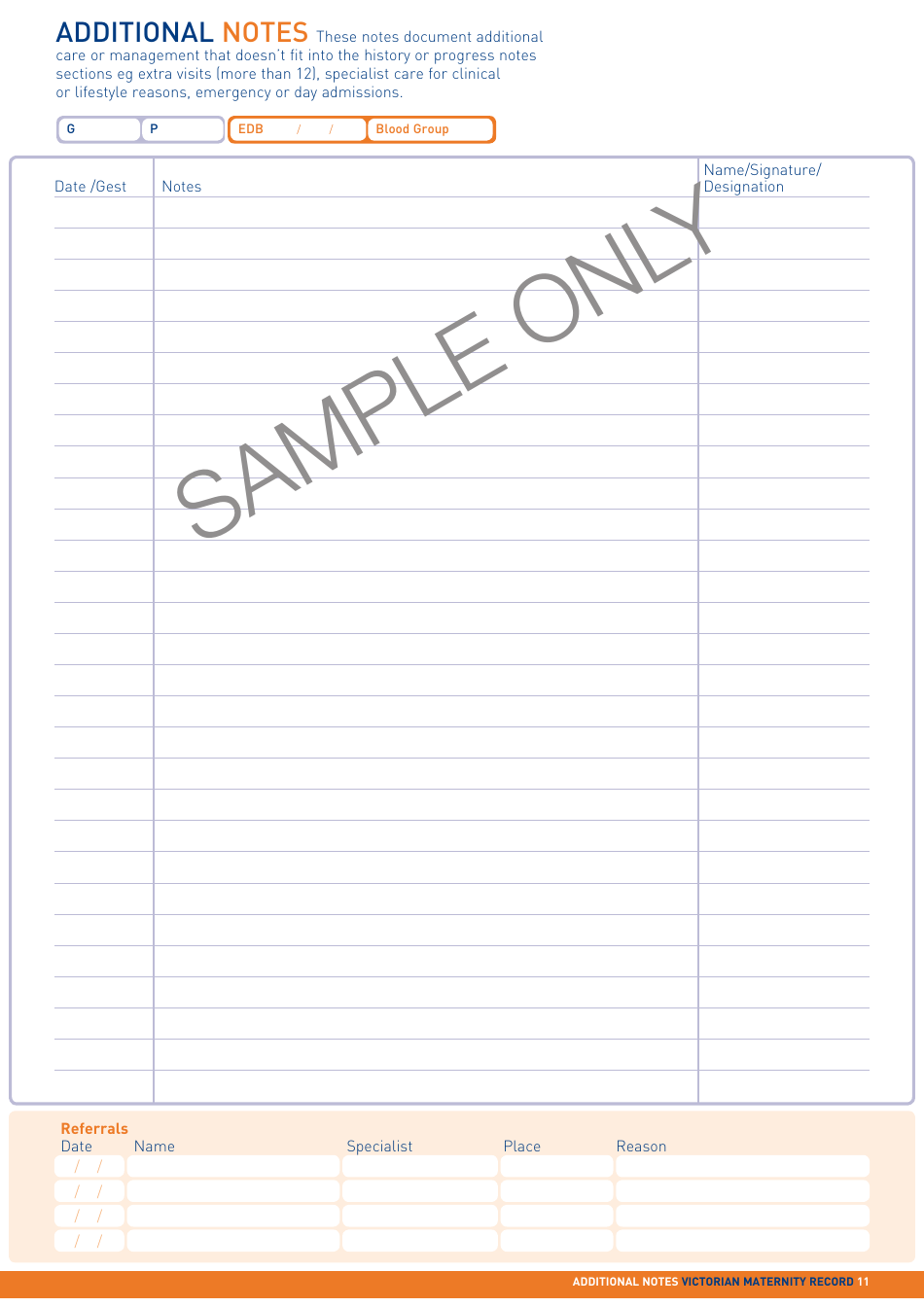 Maternity Record - Sample, Page 11