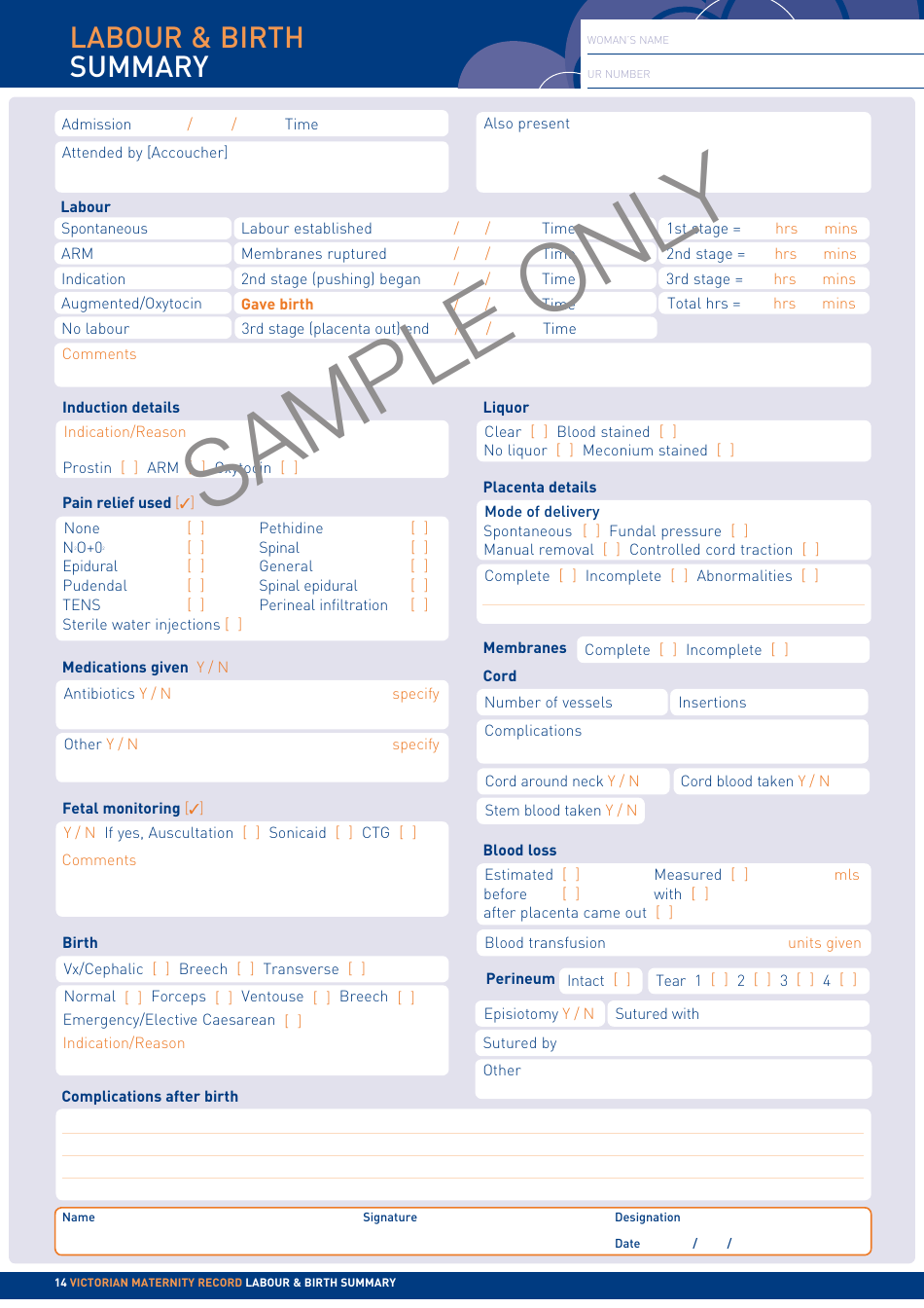 Maternity Record - Sample, Page 14