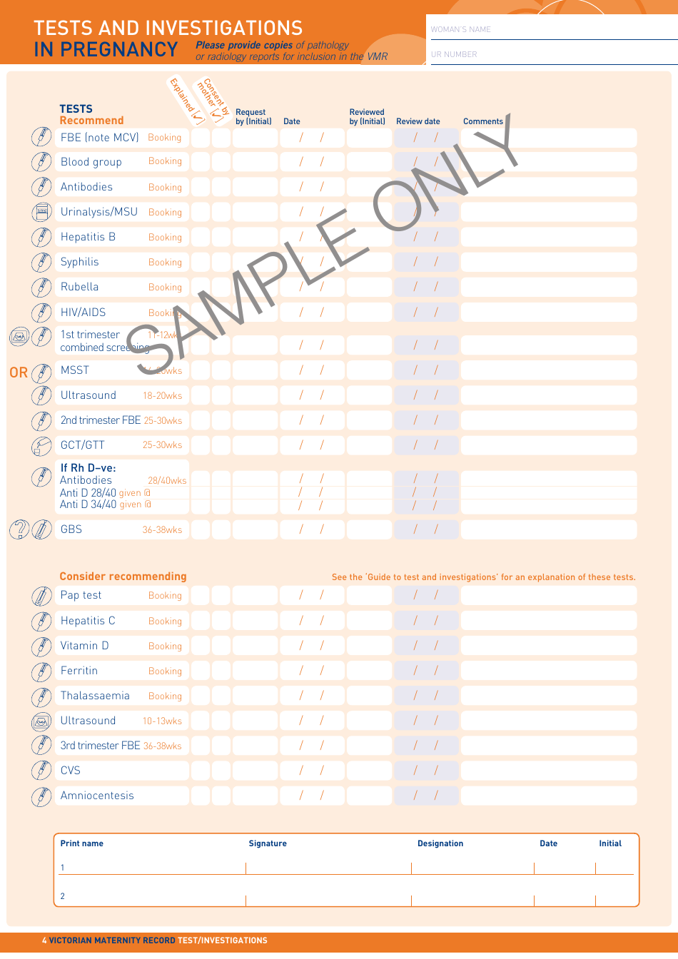 Maternity Record - Sample, Page 4
