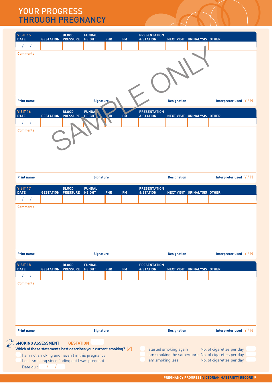 Maternity Record - Sample, Page 9