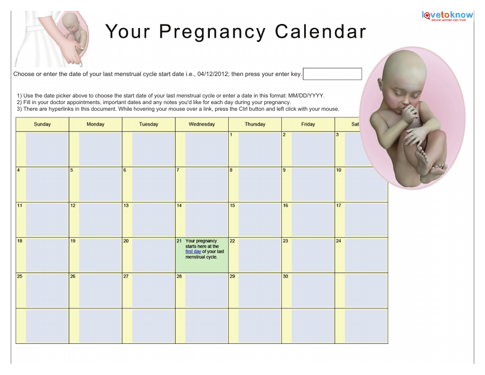 Pregnancy Calendar, Page 1