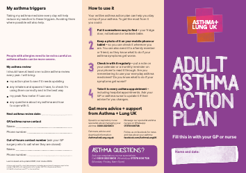 Adult Asthma Action Plan