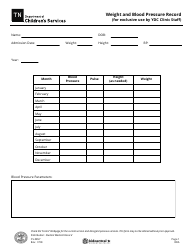 Document preview: Form CS-0857 Weight and Blood Pressure Record - Tennessee