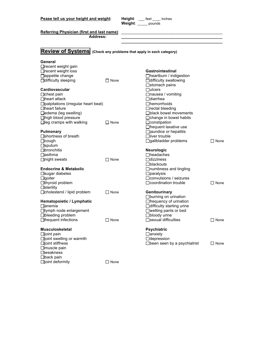 Shoulder Patient History, Page 2