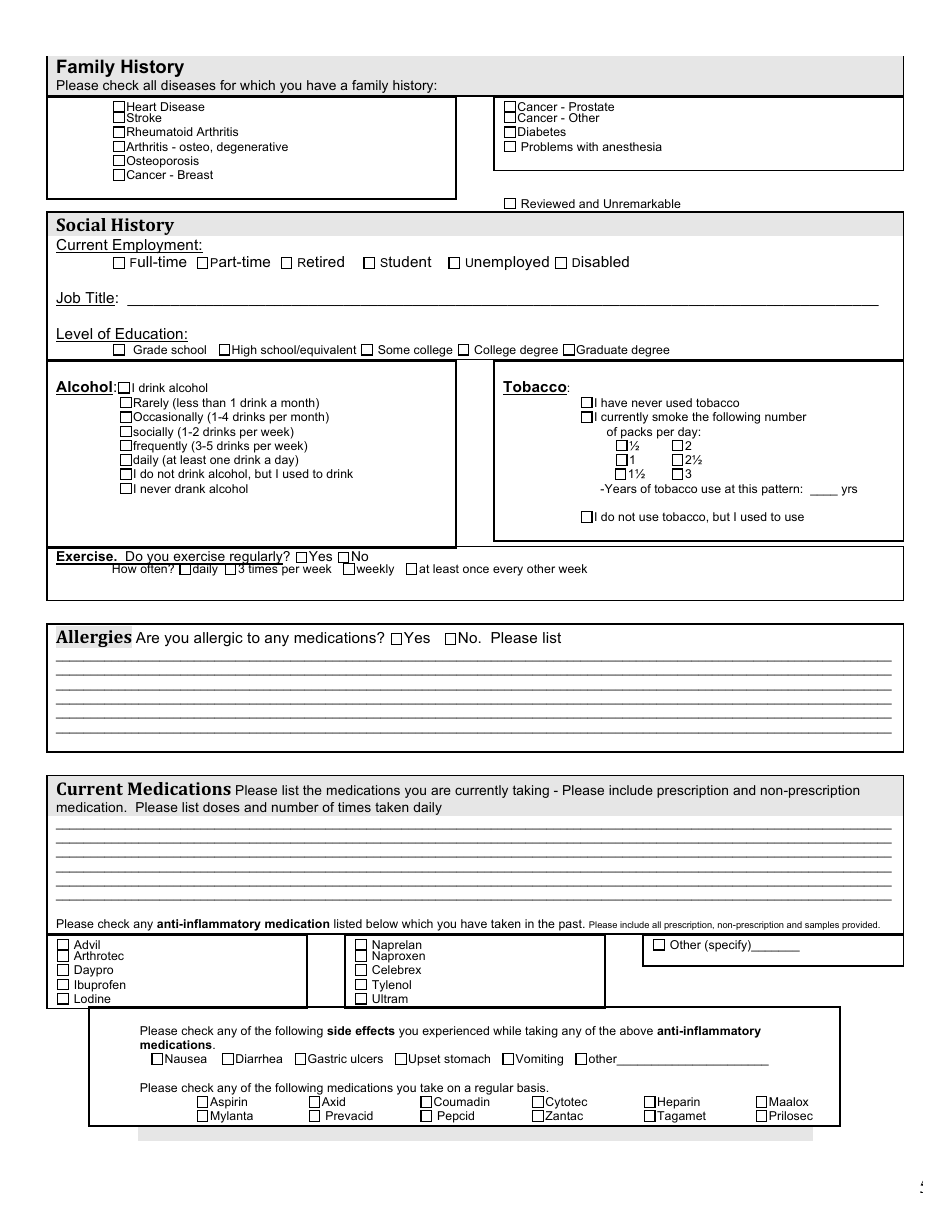 Shoulder Patient History, Page 4