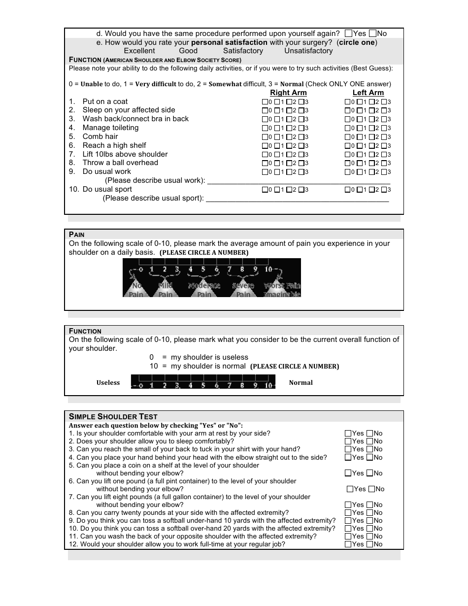Shoulder Patient History, Page 6