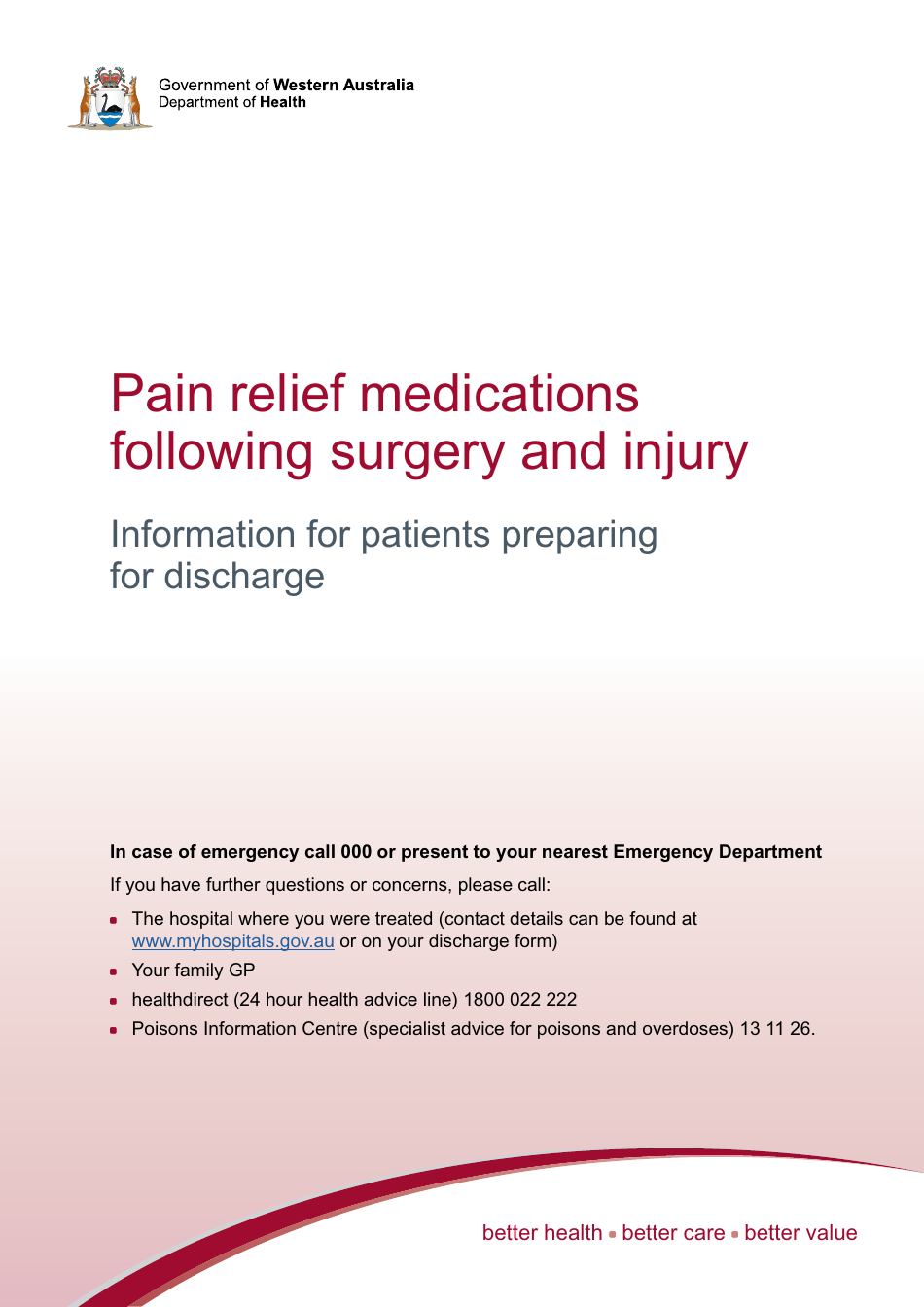 Pain Relief Management Plan - Western Australia, Australia, Page 1