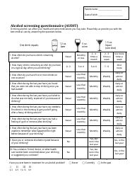 Document preview: Alcohol Screening Questionnaire (Audit)