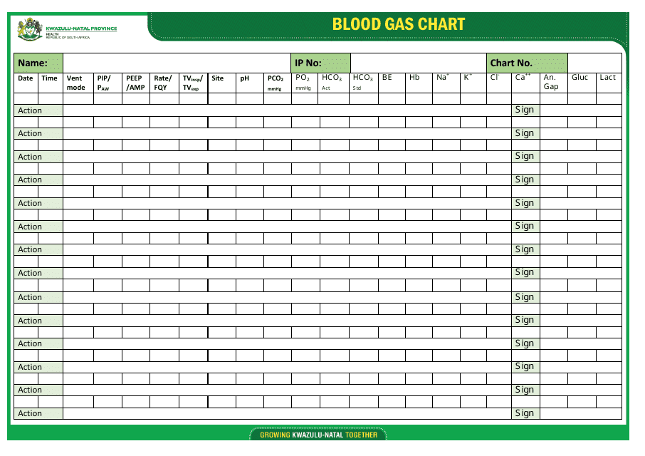 Blood Gas Chart - KwaZulu-Natal, South Africa