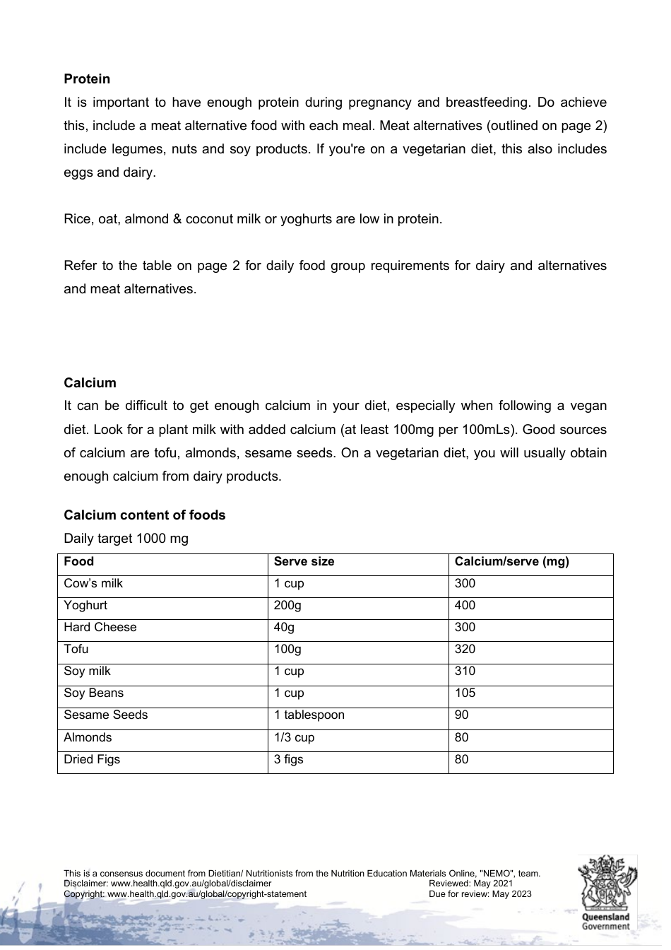 Healthy Eating for Vegetarian or Vegan Pregnant and Breastfeeding Mothers - Queensland, Australia, Page 4