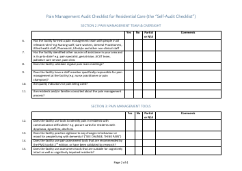 Pain Management Audit Checklist for Residential Care (The Self-audit Checklist), Page 2