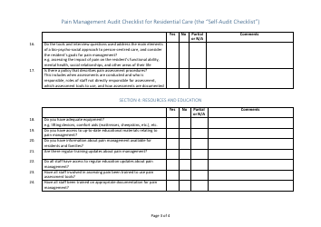 Pain Management Audit Checklist for Residential Care (The Self-audit Checklist), Page 3