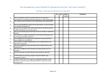 Pain Management Audit Checklist for Residential Care (The Self-audit Checklist), Page 4