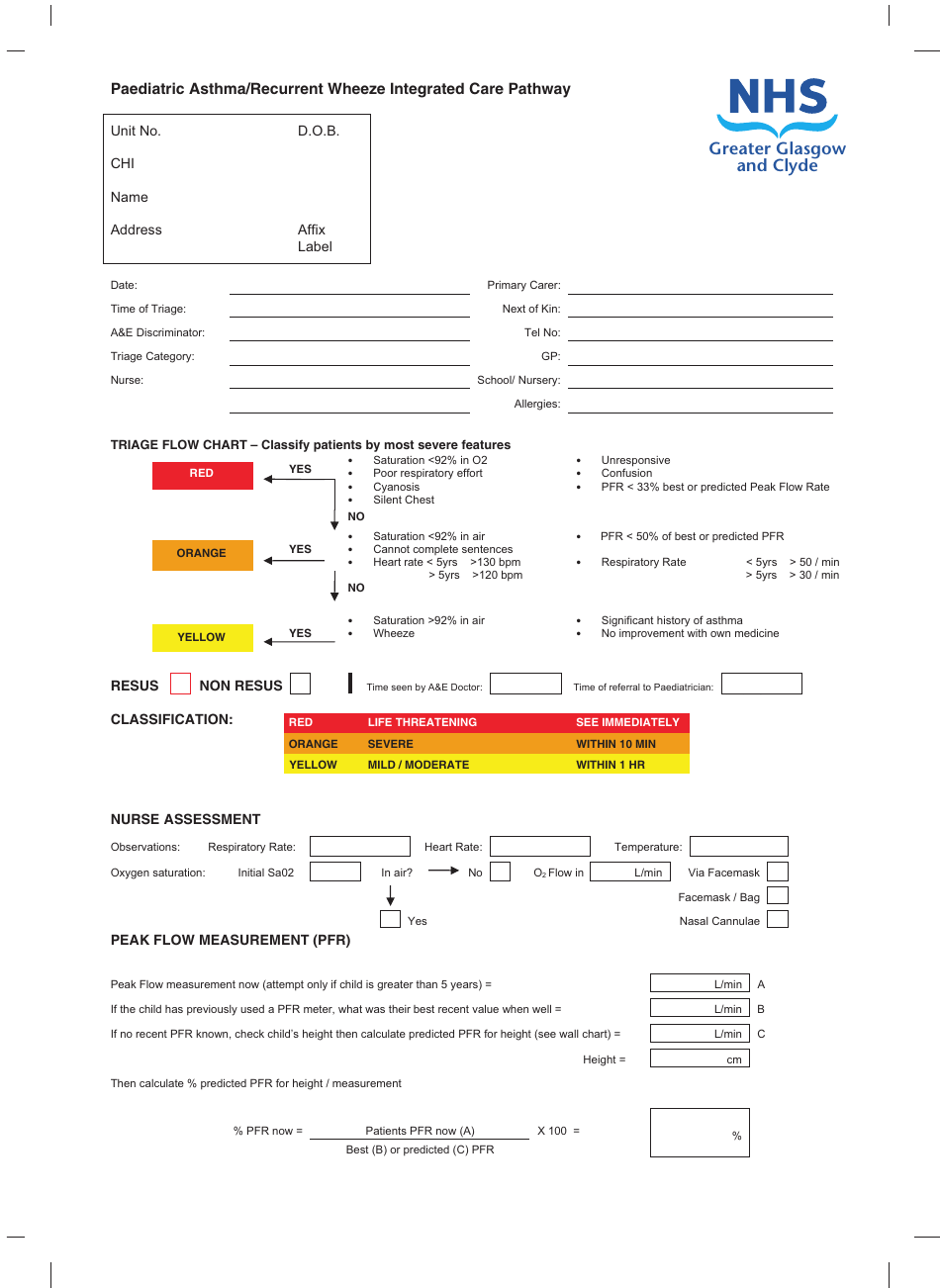 Paediatric Asthma / Recurrent Wheeze Integrated Care Pathway - United Kingdom, Page 2