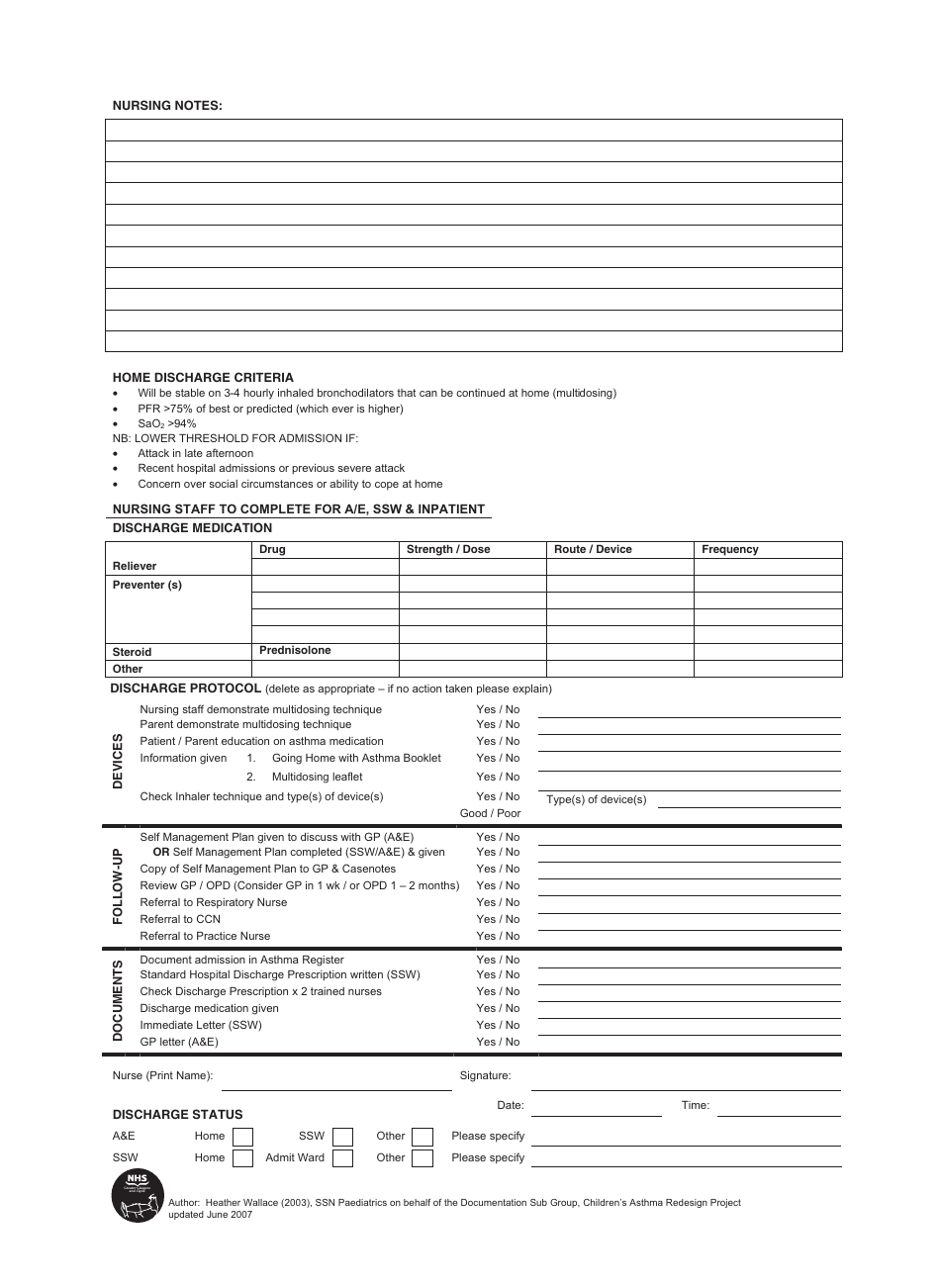 Paediatric Asthma / Recurrent Wheeze Integrated Care Pathway - United Kingdom, Page 5