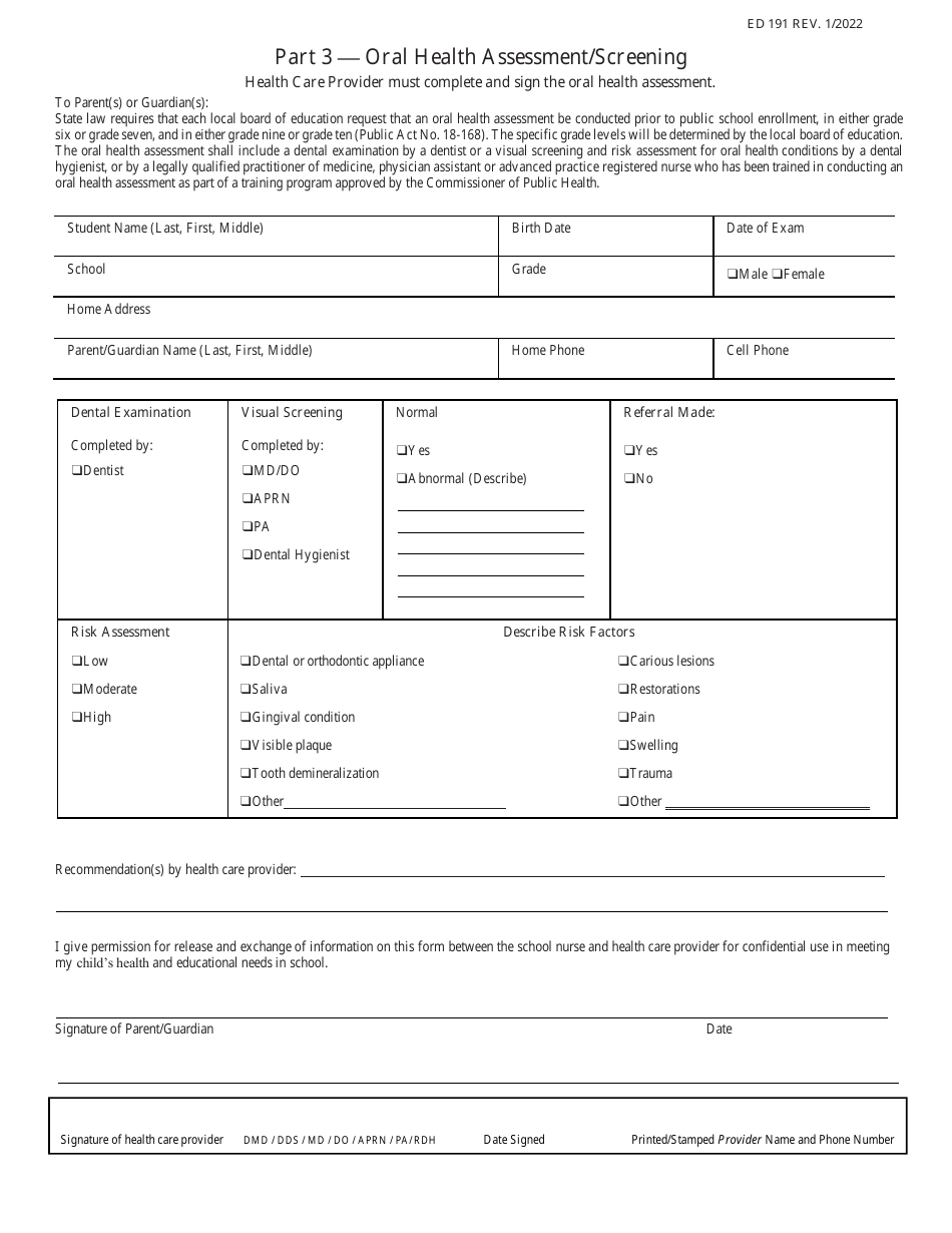 Early Childhood Health Assessment Record (For Children Ages Birth5) - Connecticut, Page 3