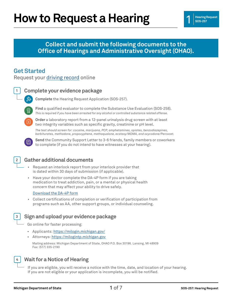 Form SOS257 Fill Out, Sign Online and Download Fillable PDF