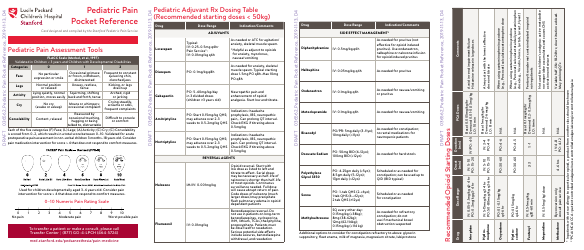 Pediatric Pain Pocket Reference Cards