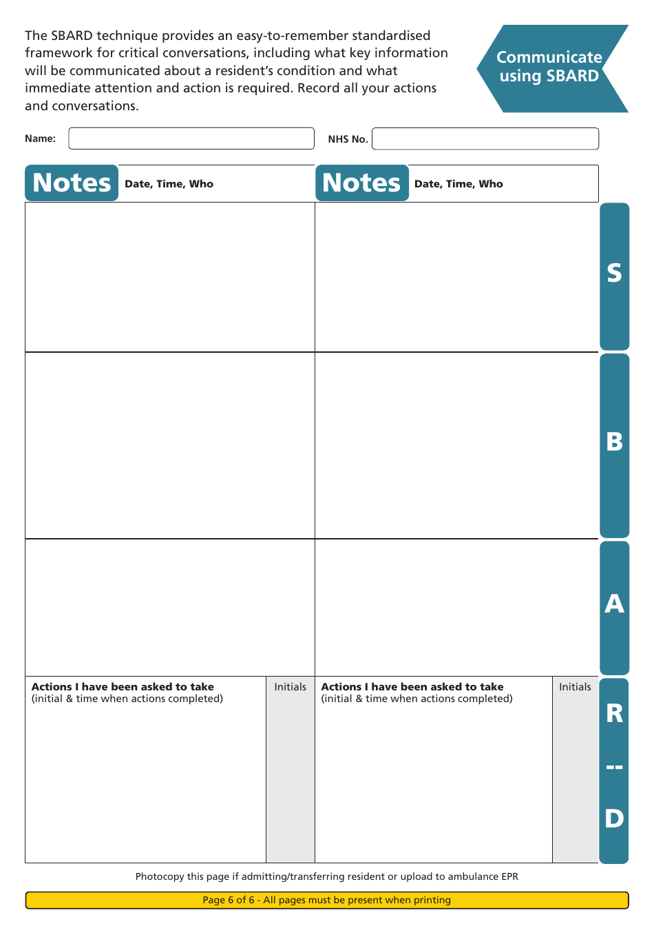 Adult Physiological Observation  Escalation Chart, Page 6