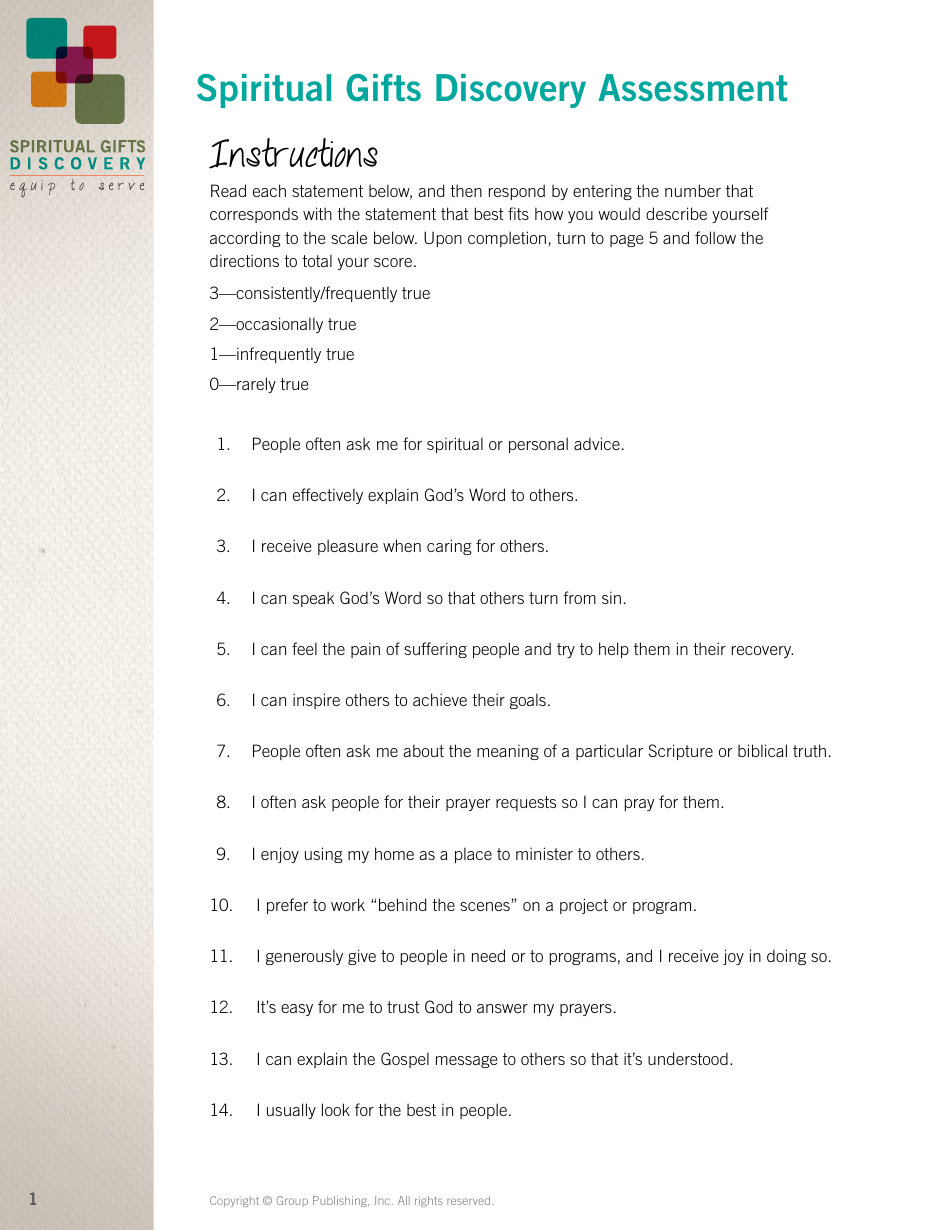Spiritual Gifts Discovery Assessment - Group Publishing, Page 1