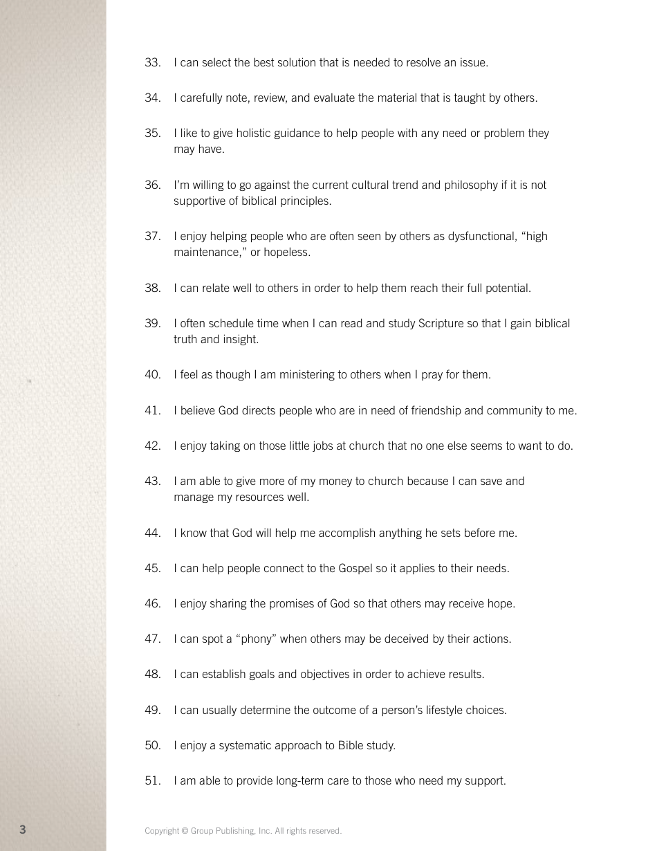 Spiritual Gifts Discovery Assessment - Group Publishing, Page 3