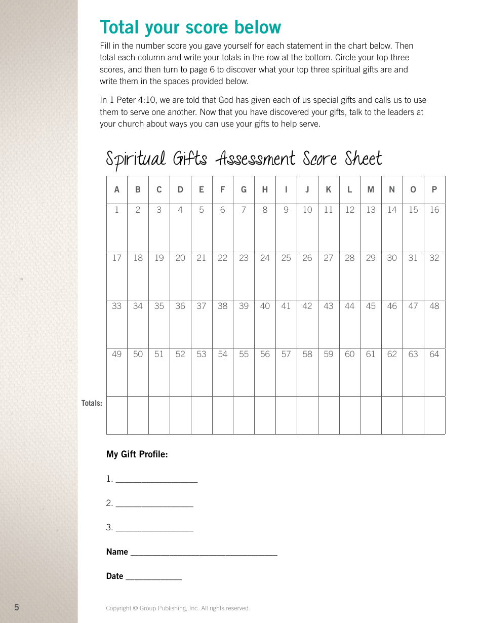 Spiritual Gifts Discovery Assessment - Group Publishing, Page 5