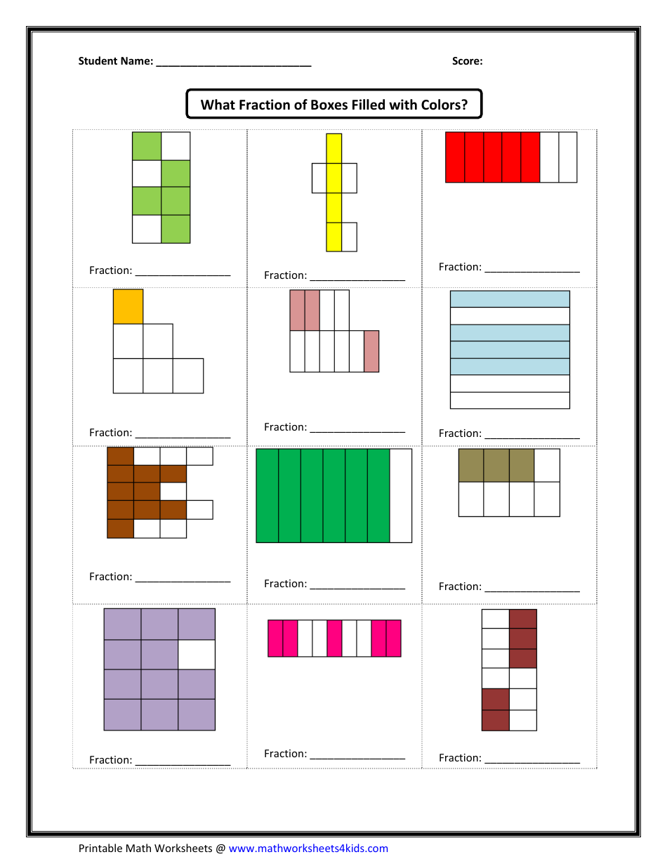 Preview of Fraction Math Worksheet document