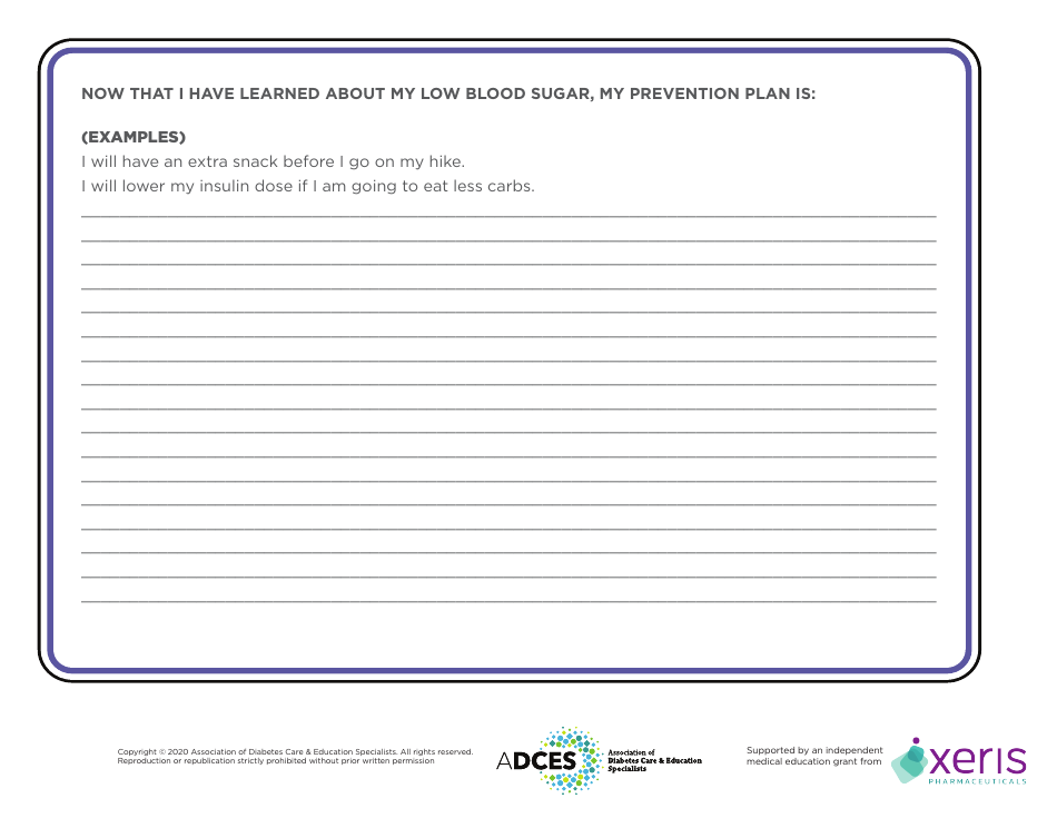 Low Blood Sugar Treatment Planning Road Map, Page 5
