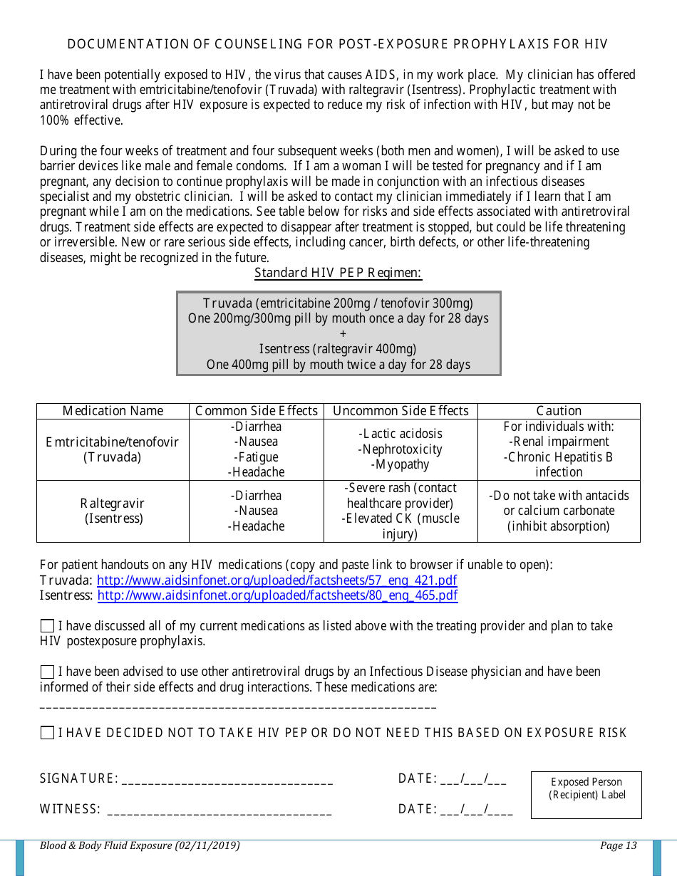Blood / Body Fluid Exposure (Bfe) Checklist, Page 13