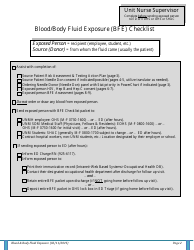 Blood/Body Fluid Exposure (Bfe) Checklist, Page 2