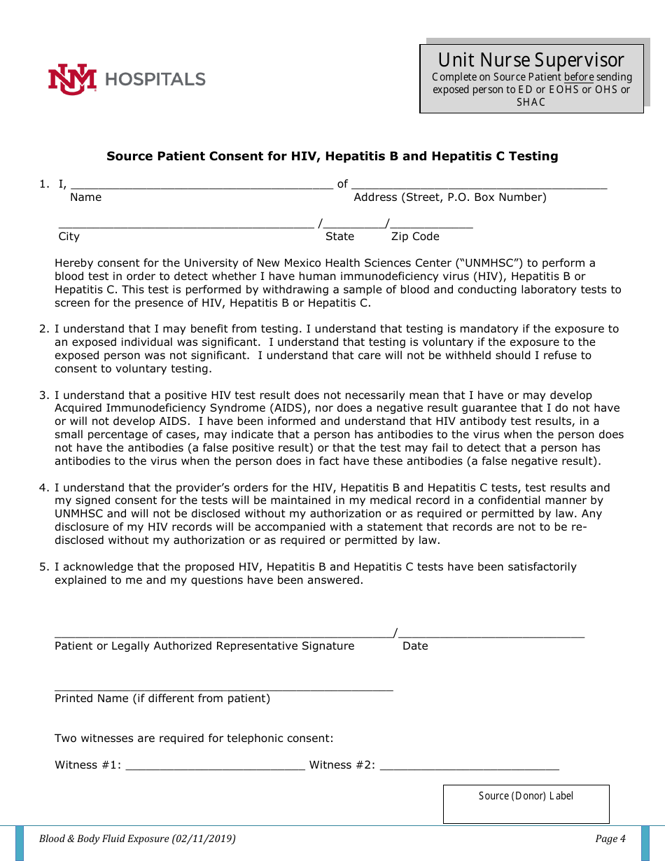 Blood / Body Fluid Exposure (Bfe) Checklist, Page 4