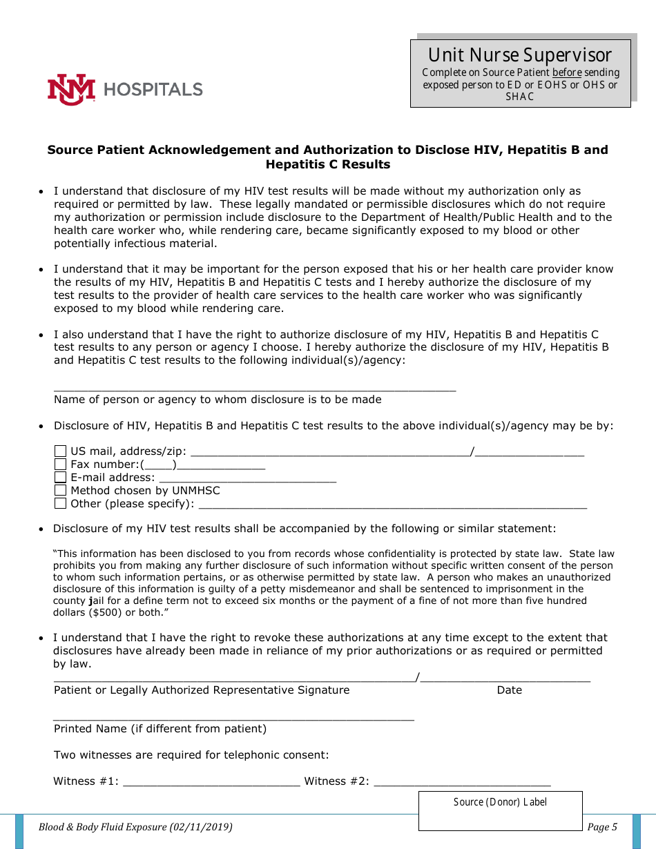 Blood / Body Fluid Exposure (Bfe) Checklist, Page 5