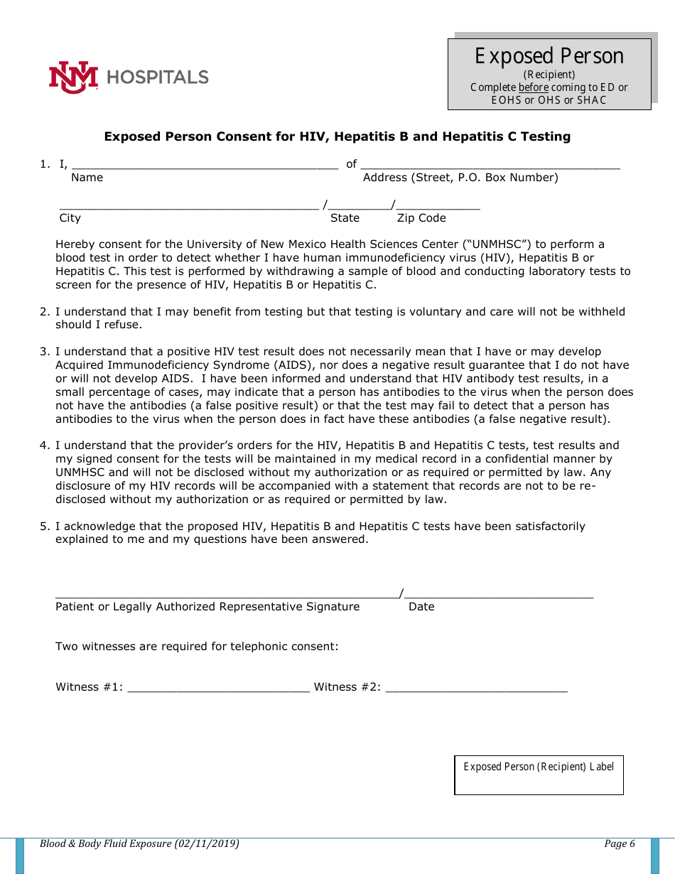 Blood / Body Fluid Exposure (Bfe) Checklist, Page 6