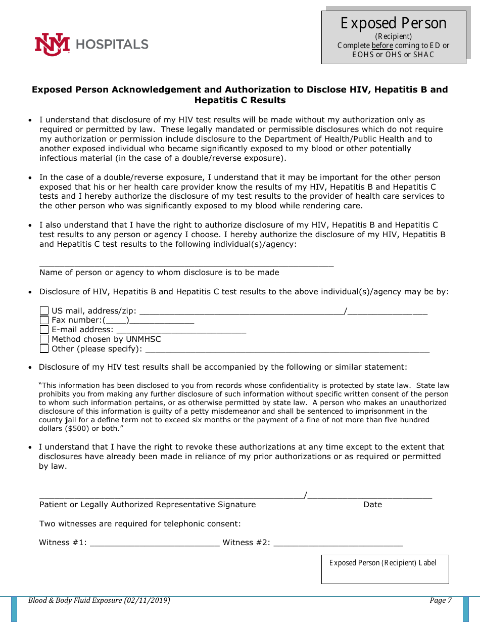 Blood / Body Fluid Exposure (Bfe) Checklist, Page 7