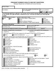 Document preview: Form DCH-1314 Pregnant Woman's Health and Diet Questions - Michigan