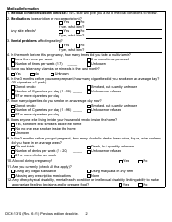 Form DCH-1314 Pregnant Woman&#039;s Health and Diet Questions - Michigan, Page 2