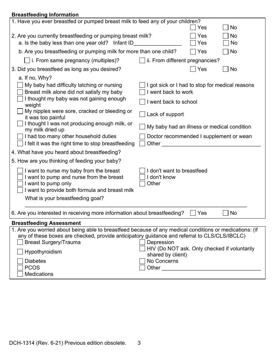 Form DCH-1314 Pregnant Womans Health and Diet Questions - Michigan, Page 3