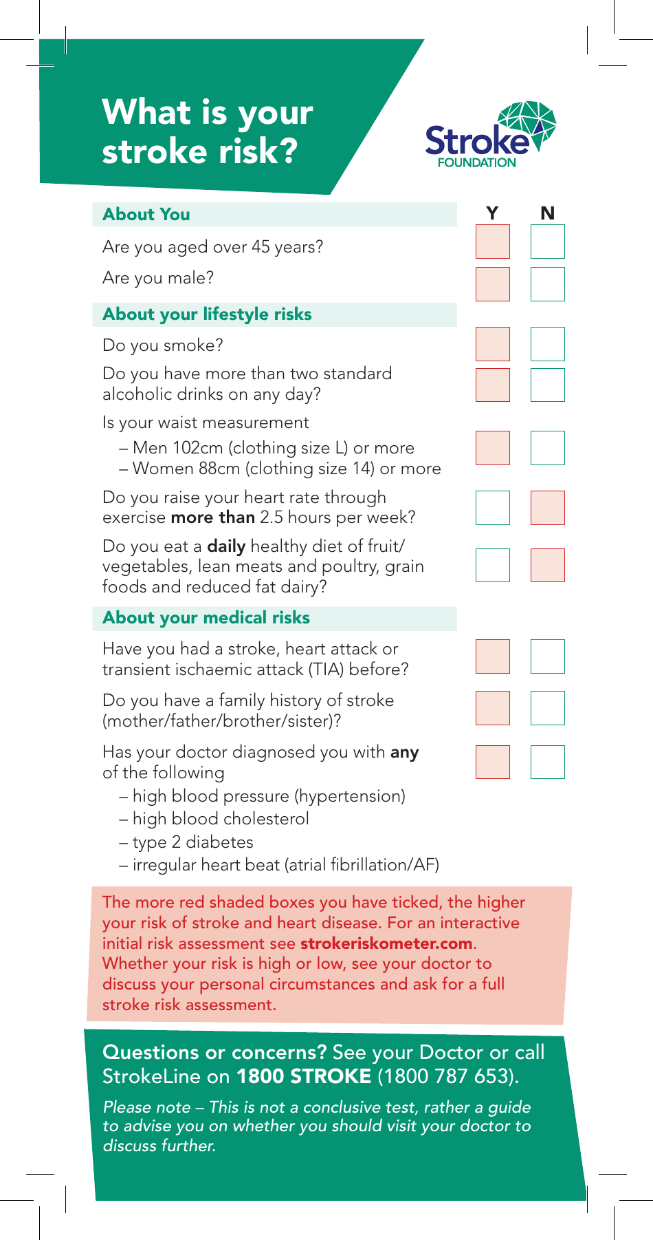 Stroke Risk Assessment Checklist - Preview Image