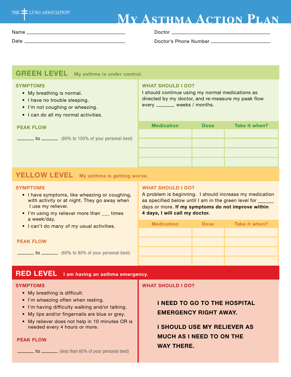 Asthma Action Plan - Varicolored Download Printable PDF | Templateroller