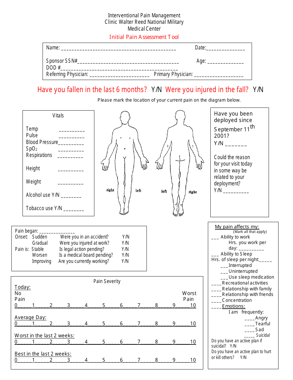 Initial Pain Assessment Tool Download Printable PDF | Templateroller