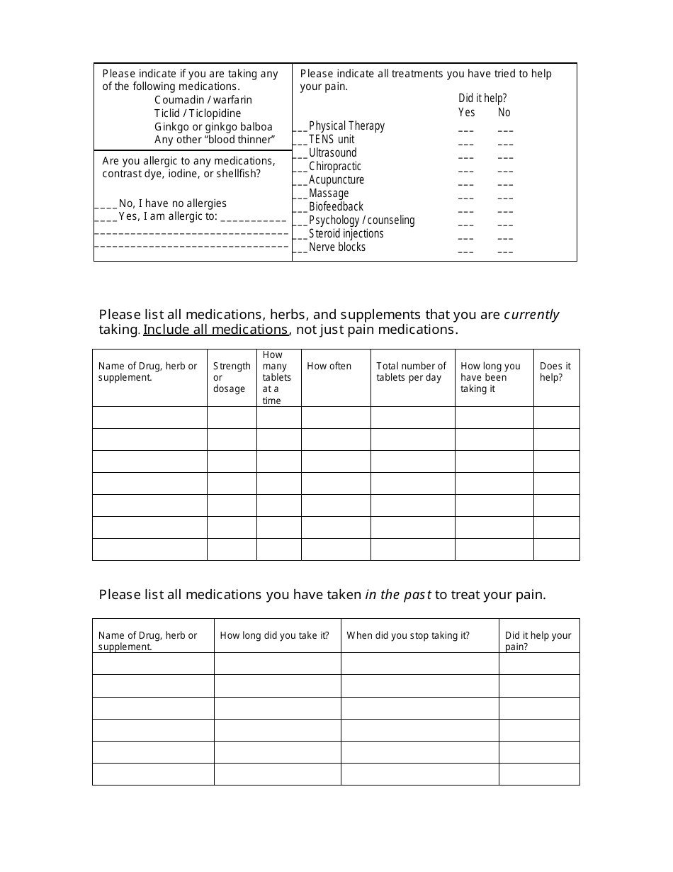 Initial Pain Assessment Tool Download Printable PDF | Templateroller