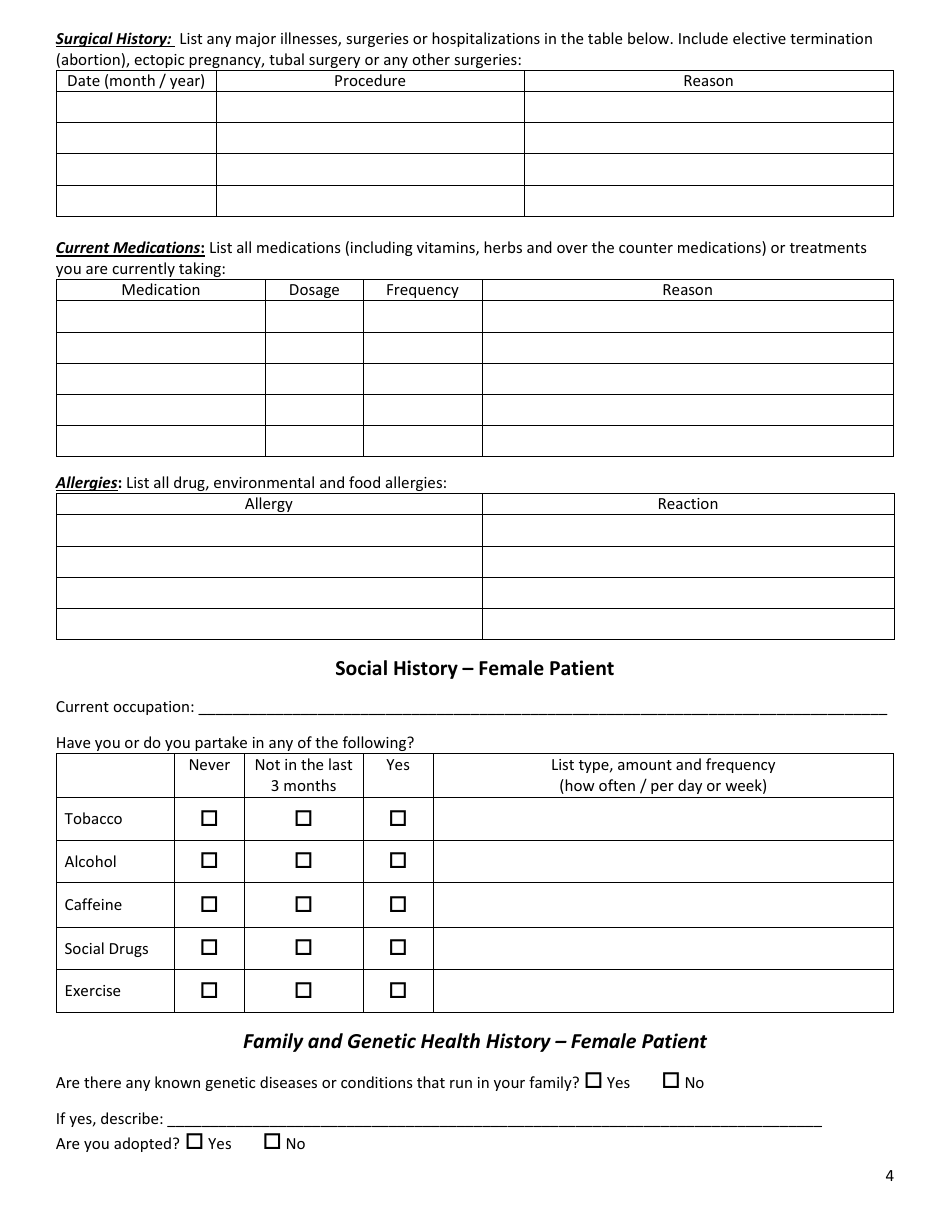 Medical and Reproductive History - Infertility, Page 4