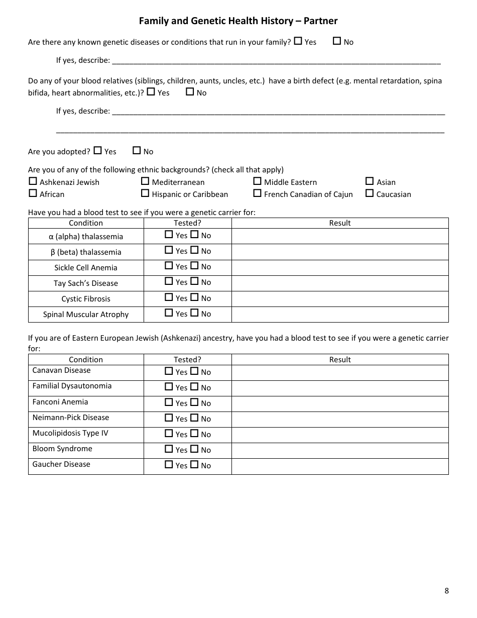 Medical and Reproductive History - Infertility, Page 8