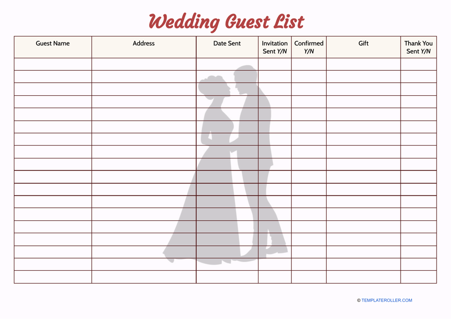 Wedding Guest List Template - A Comprehensive template to manage your wedding guest list with ease.